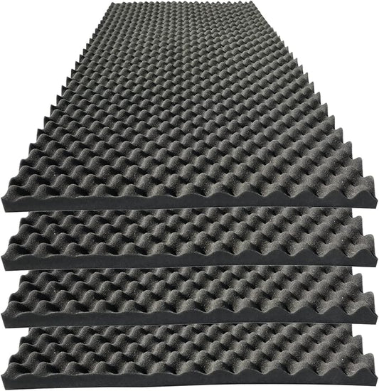 4 PCS Acoustic Panels,48''X24''X2'' Egg Crate Foam Soundproof Foam Wall Panels,High Density Fireproof Noise Cancelling Foam Studio Foam Panel,Noise (Black)