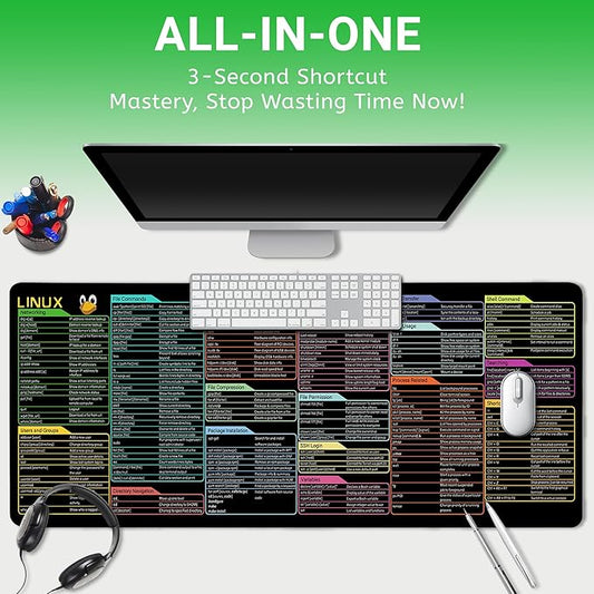 Linux Commands Line Mouse pad - Cheat Sheet Mousepad XL Gaming Desk mat Shortcuts to Kali/Ubuntu/Red Hat/Debian/OpenSUSE/Centos/Arch/Unix/Mint Programmer Employee Appreciation Gifts