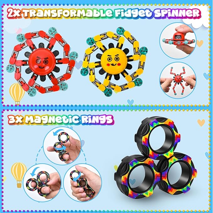 60 Pack Sensory Fidget Toys for Kids Classroom, Autism Sensory Product Calm Down Fidgets for Kids Age 5-7, 8-12, ADHD Stress Relief Travel Toys Christmas Stocking Stuffers for Kid Teens