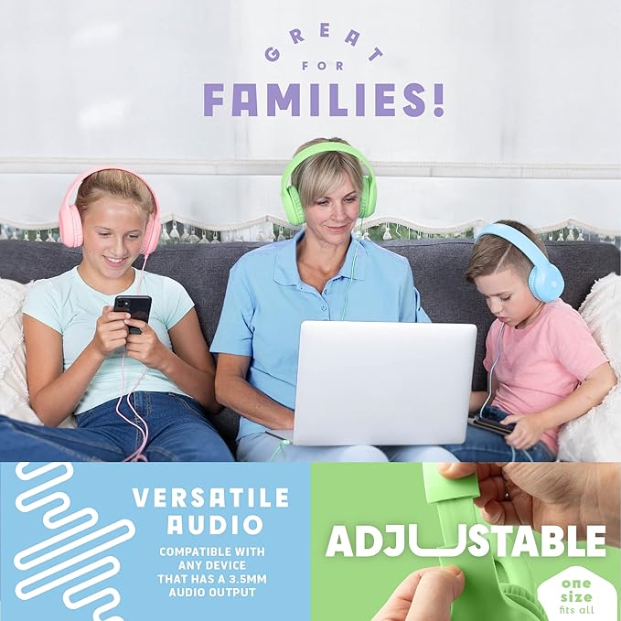 Classroom Headphones-Bulk 10-Pack, Student On Ear Comfy Swivel Earphones for Library, School, Airplane, Kids-for Online Learning and Travel, HQ Stereo Sound 3.5mm Jack (Mixed Colors)