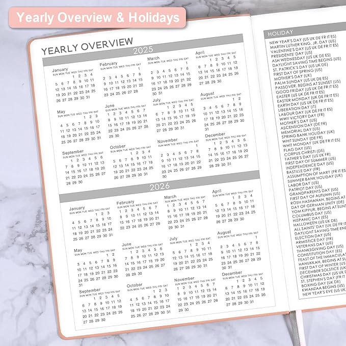 Planner 2025-2026 - JUL 2025 - JUN 2026, Academic Planner 8.5" x 11", 2025-2026 Planner Weekly and Monthly, Leather Cover Planner with Thick Paper, Back Pocket with Notes Pages - Rose Gold