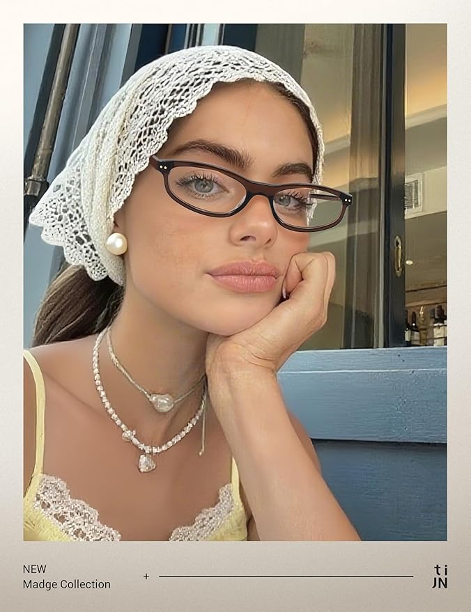 TIJN Olisa Blue Light Blocking Glasses for Women Men,Oval Glasses Frame Bluelight Glasses for Gaming/Computer/Screen