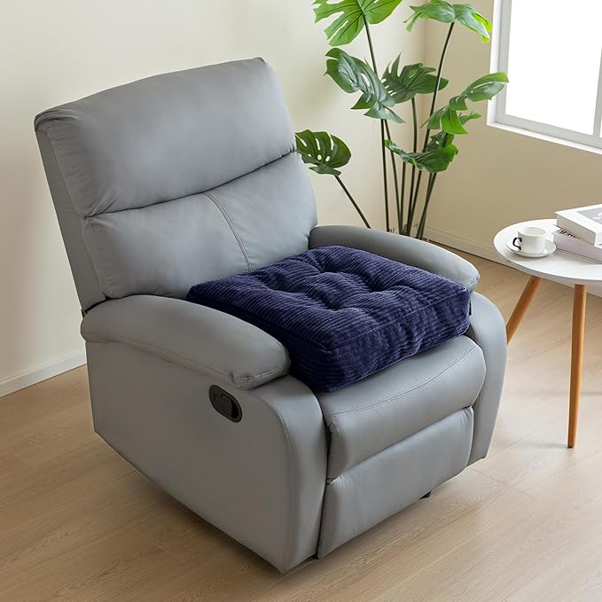 Tufted Corduroy Recliner Seat Cushion for Elderly, High Density Foam Large Square Seat Cushion for Recliner Chair, Floor Pillow, Office Chair, Car, No Pressure on Thighs, 20x20x4