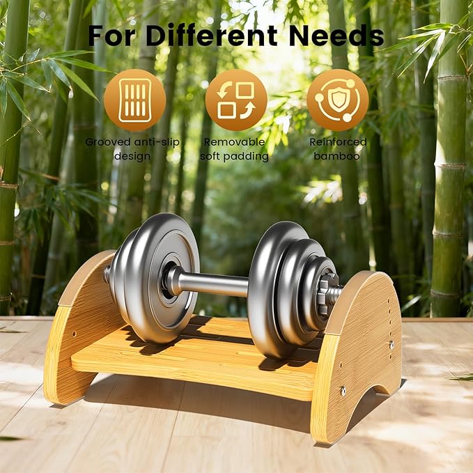 Bamboo Foot Rest for Under Desk at Work, Reversible Ergonomic Rocking Office Foot Rest, 6 Heights Adjustable & Non-Slip Mats with Foam Cushion, Under Desk Footrest for Home Office