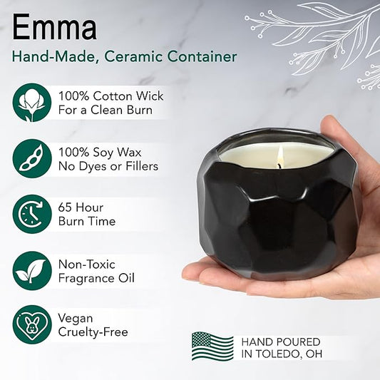 The Growing Candle, Lemongrass Scented, 13oz Ceramic Pot, Single Wick Aromatherapy Candles, 100% Soy for Women and Men, Emma