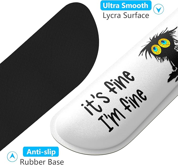 Dapesuom Enlarge Keyboard Wrist Rest, Memory Foam Wrist Cushion for Desk Mats Support, Typing Pain Relief Keyboard Mouse Pad Rests Set with Non-Slip Base for Gaming Laptop Office Computer, Cute Cat