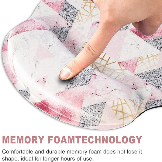 ToLuLu Mouse Pad Wrist Rest Support, Gel Mouse Pads with Non Slip Rubber Base Memory Foam Mousepad, Mouse Wrist Rest Pad for Laptop Computer Home Office Working Gaming Pain Relief, Pink Triangle