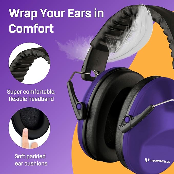 Vanderfields Hearing Protection Headphones - 26dB - Range Shooting Ear Protection - Noise Cancelling Ear Muffs for Adults