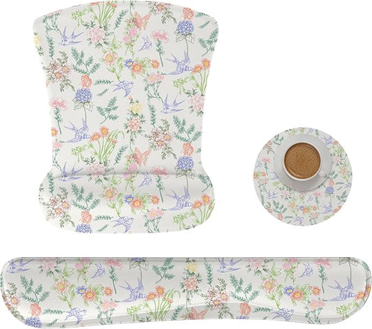 RICHEN Mouse Pad and Keyboard Wrist Rest, 3-in-1 Computer Mousepad and Coaster Set, Non-Slip Keyboard Wrist Rest and Mouse Pad Set Ergonomic Design (FKMWR-55)