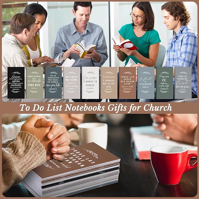 Qilery 30 Pcs Christian Gifts Bulk Pocket Planner 2025-2026 Prayer Journals for Women Men to Do List Weekly Goals for Pastors' Wives Appreciation Day Church Sunday School(Neutral Color,Spanish Bible)