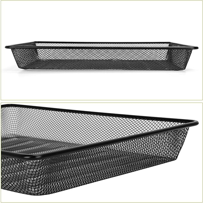 Single Desk Tray Organizer, Turn in Trays Classroom, Metal Mesh Paper/Letter Storage Basket for Office Home Drawers School, Black (5 Pack)