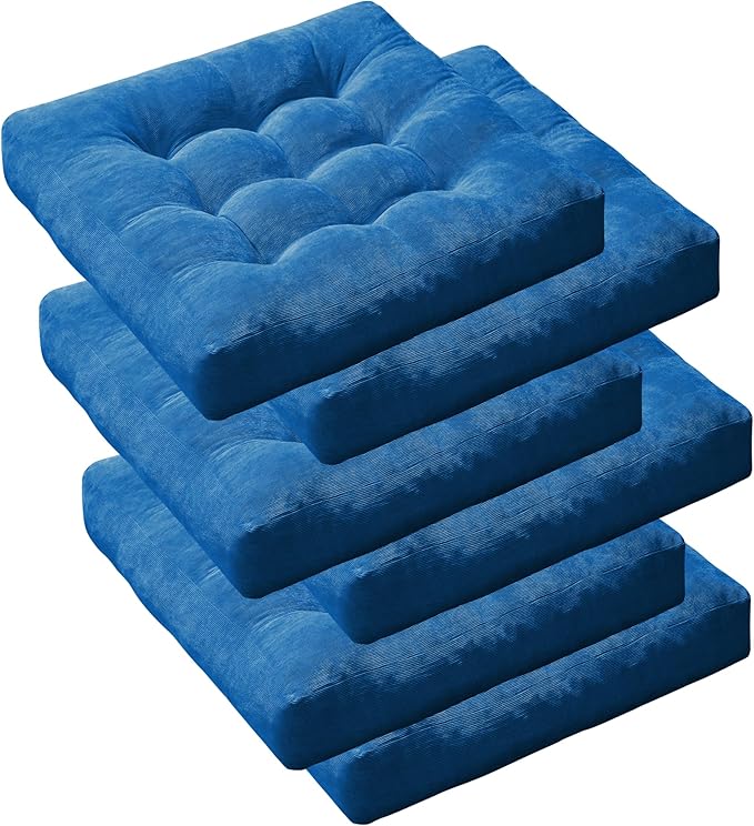 Degrees of Comfort Floor Cushion 6 Pack for Meditation, Office & Classroom – Corduroy Soft Seating Set, 22 Inch, High-Density Foam, Square Shape, Navy