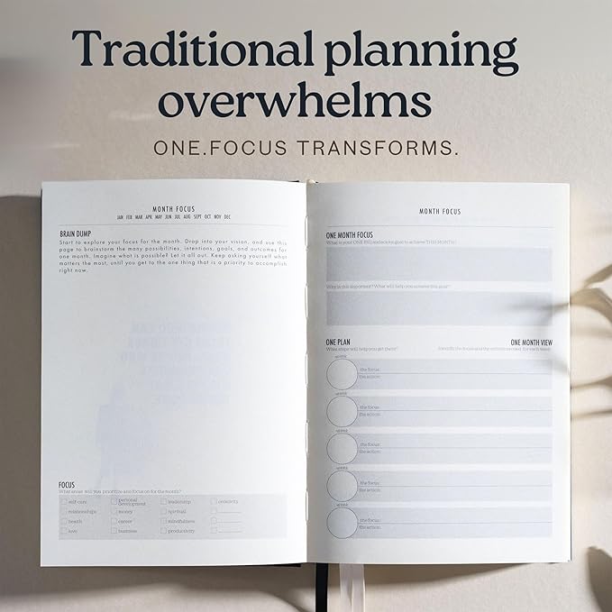 One Focus ADHD Daily Planner: 90-Day Undated Productivity Journal, Anxiety Relief, Mindfulness, Goal Setting, Gratitude, and Habit Tracking – Perfect for Busy Professionals, Neurodivergent Adults & Daily Productivity, A5, Black