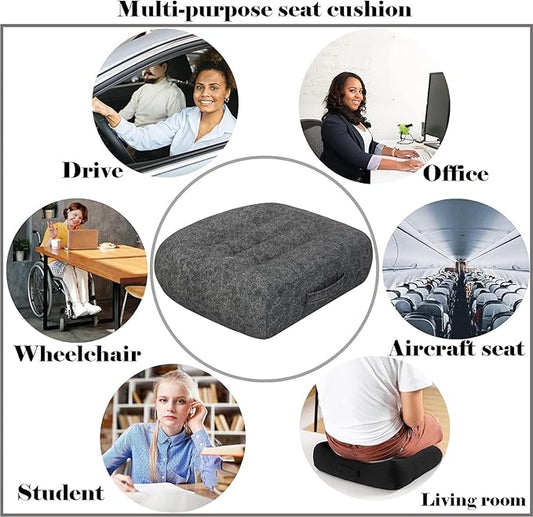 Super Thicken Car Seat Cushion for Adults-Car Booster Seat for Short Drivers-Increase The Field of View by 12cm/4.7in,Plush shell, breathable,with handle,easy to carry,for Cars,Office,Home（Dark Gray）