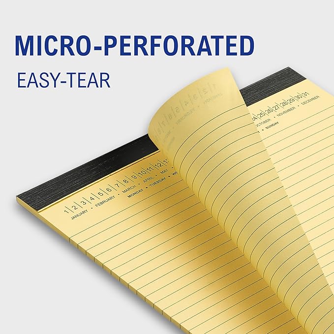 Mymazn Legal Pads with Date on Top, 8.5 x 11 Yellow, 6 Pack, 30 Sheets Each, Micro-Perforated, No-Bleed Paper for Office, School,Notes
