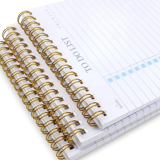 To Do List Notepad, Undated Daily Planner Notepad with To Do List Notebook Checklist Planner Spiral Waterproof Notepad for Office Supplies, School Planner, Blue, 52 Sheets, 5.5"*8.3" A5 Size