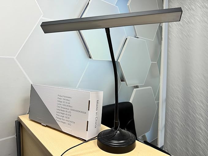 Piano Desk Lamp, 2-in-1 LED Piano Light with Base & Clamp for Upright Digital Grand Piano, 10W Flexible Gooseneck Table Lamp with 3 Color Modes×10 Brightness for Home Office Bedroom, Black