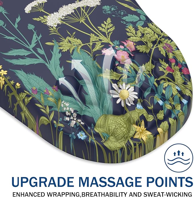 Ergonomic Mouse Pad Wrist Support, with Memory Foam & Non-Slip PU Base, Comfortable Massage Design Mouse Pad Relieve Wrist Fatigue&Pain, Suitable for Computer, Office and Home(05Midnight Flower)