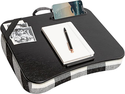 LAPGEAR Designer Lap Desk with Phone Holder and Device Ledge - Buffalo Check - Fits up to 15.6 Inch Laptops - Style No. 45428