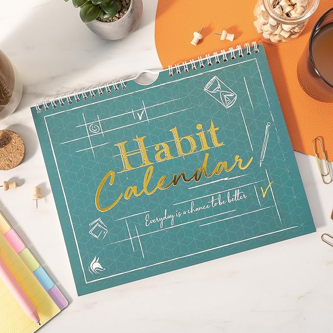 Clever Fox Habit Tracker Calendar – Inspirational Goal Tracker and Habit Calendar for Atomic Habits – Colorful Habit & Goal Planner Journal to Boost Productivity – 24 Months, 10″ x 8″ (Obsidian Green)