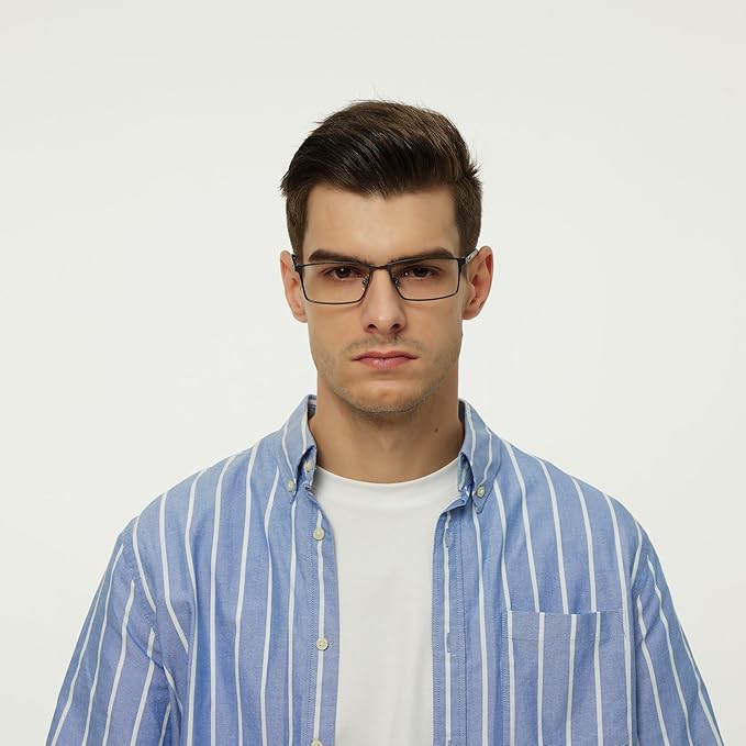 GUDVUE Mens Blue Light Glasses Rectangle Computer Glasses Gaming Glasses, Rectangle Black