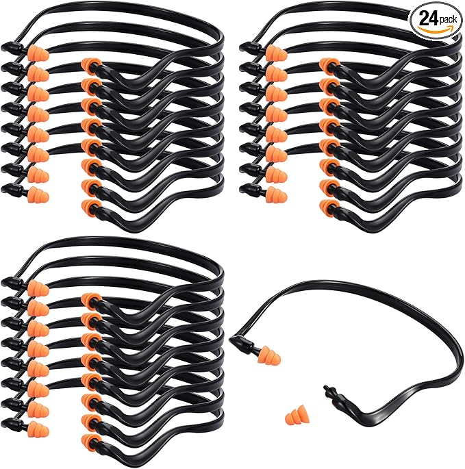 LEIFIDE 24 Pcs Banded Ear Plugs for Shooting Range Silicone Reusable Ear Protection Plugs Noise Cancelling Lightweight Earplug for Hearing Protection Sleeping Work Construction Concerts Reduction