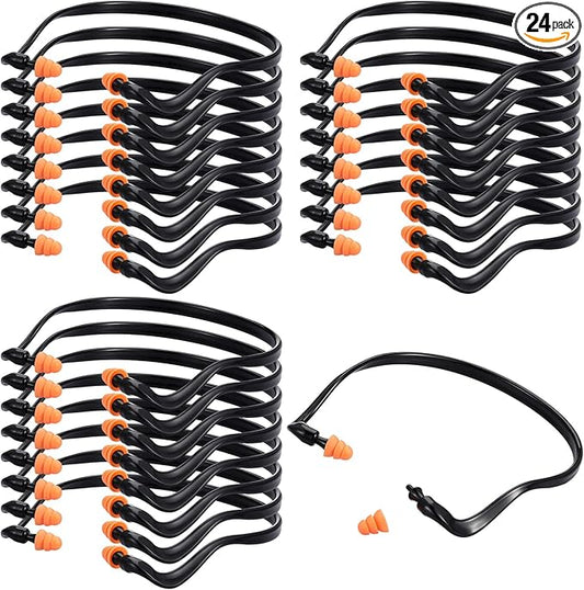 LEIFIDE 24 Pcs Banded Ear Plugs for Shooting Range Silicone Reusable Ear Protection Plugs Noise Cancelling Lightweight Earplug for Hearing Protection Sleeping Work Construction Concerts Reduction