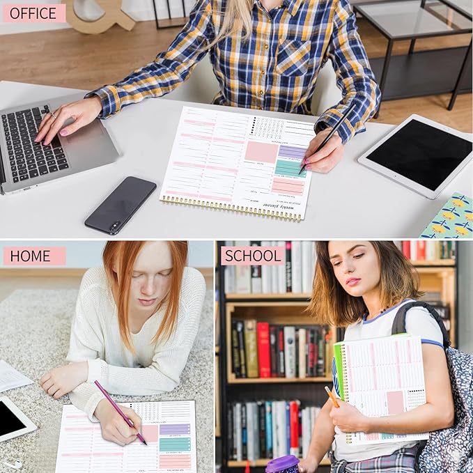 Weekly To Do List Notepad, 8.5''x11'' Weekly Desk Planners with 52 Tear Off Sheets Undated Planner Habit Tracker & Productivity Organizer for Home and Work, Pink