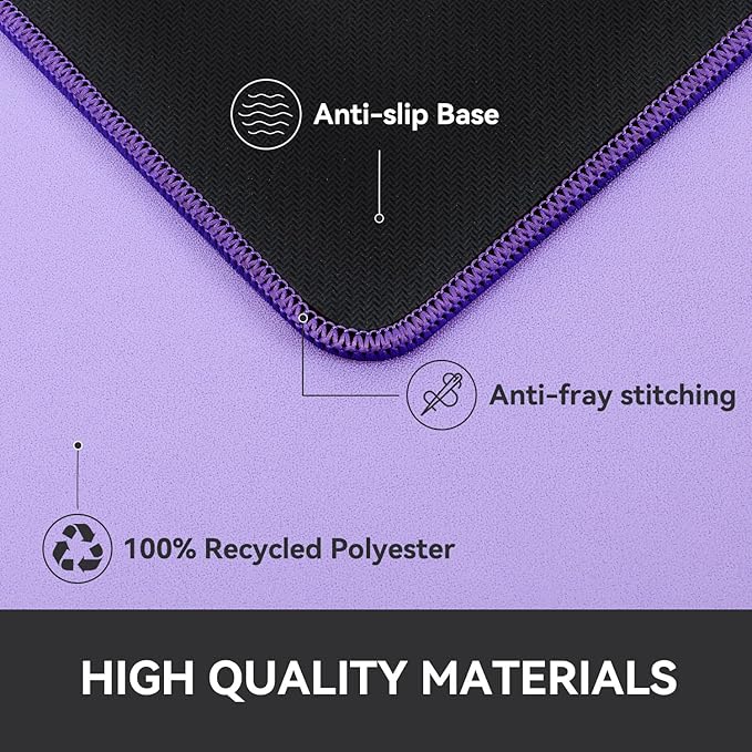 Waterproof Large Gaming Mouse Pad with Durable Stitched Edges, Non-Slip Rubber Base, Smooth Surface Mouse Mat Desk Pad for Home Office Gaming, 31.5"x11.8"x0.12", Lavender Purple