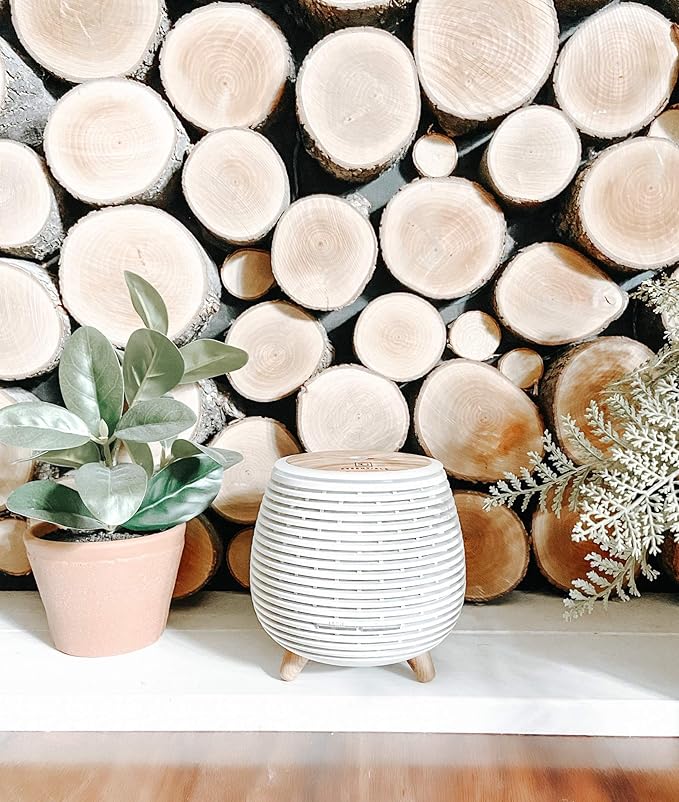 Aromatherapy Essential Oil Wooden Grain Diffuser with Auto Shut-Off Function | Cool Mist Humidifier for Yoga Spa Office Bedroom Home | 120ml (White)