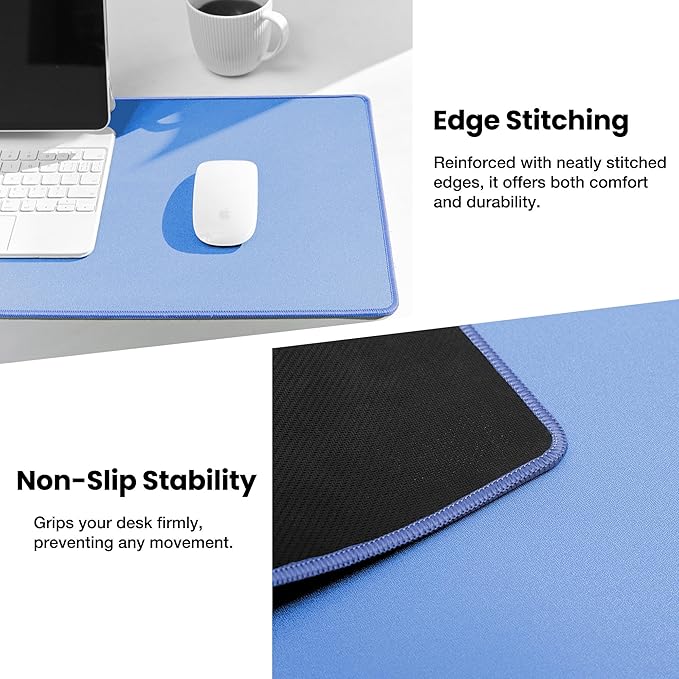 ALOANES Waterproof Mouse Pad, XL Gaming Keyboard Pad with Anti-Slip Base, Grain Jacquard Surface, Extend Desk pad for Gamer, Office & Home, Blue Mousepad 31.5''x 11.8''x 0.12''