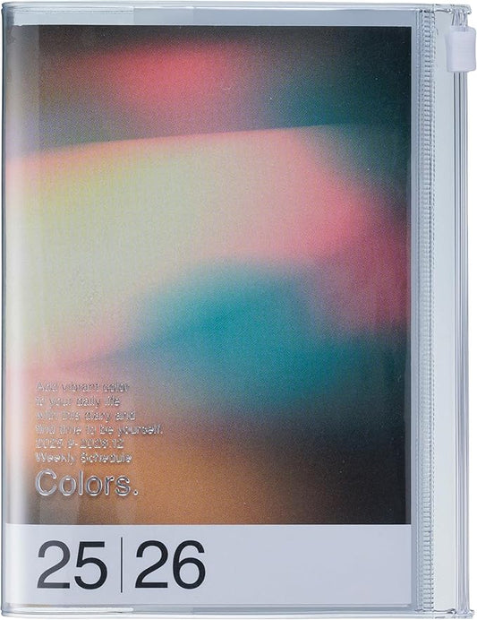 MARK'STYLE A6 Weekly Vertical Planner 16 Months (Sep. 2025 – Dec. 2026) with Soft Transparent PVC Cover,Refillable, Pocketed, for Daily Organizing & Planning (Sunset Fade)