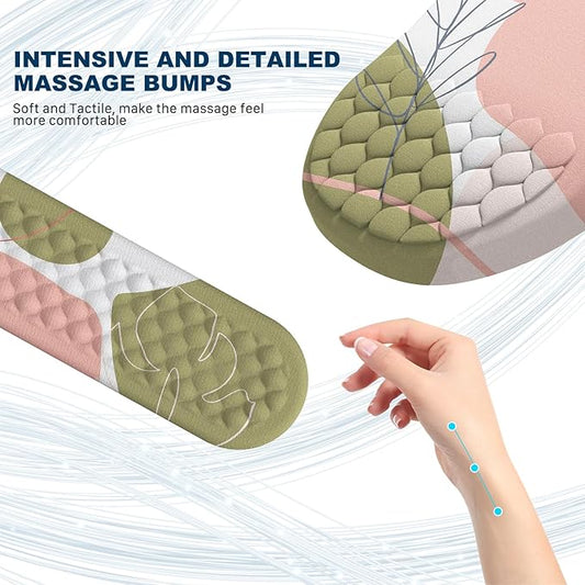 Ergonomic Mouse Pad and Keyboard Wrist Rest with Massage Design, Space-Saving Mouse Pad Wrist Support, Memory Foam Wrist Rest with Non-Slip PU Base for Computer Desk, Rose