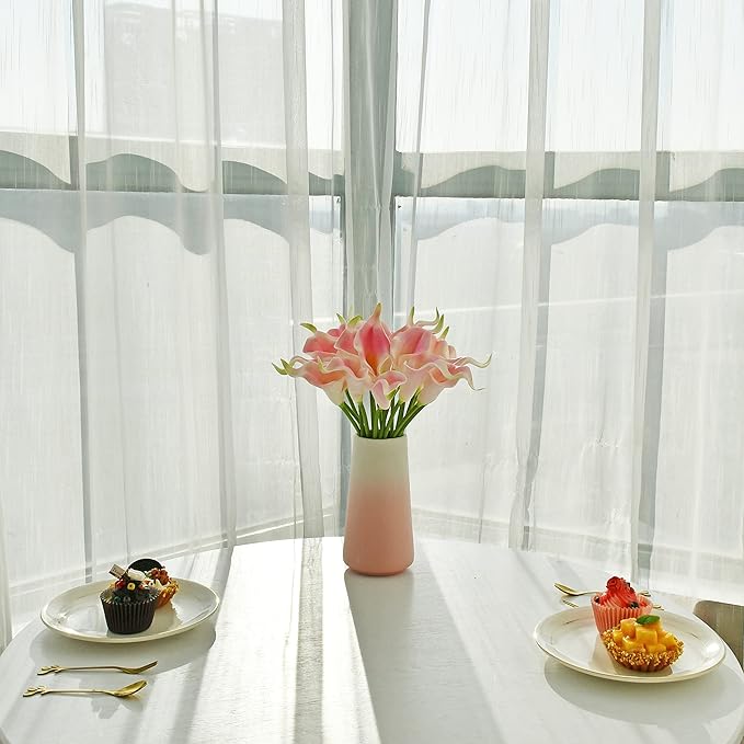 Mandy's PU Light Pink Calla Lily Artificial Flowers 20 Stems 13.5in Faux Realistic Centerpiece DIY Bridal Bouquet Home Décor