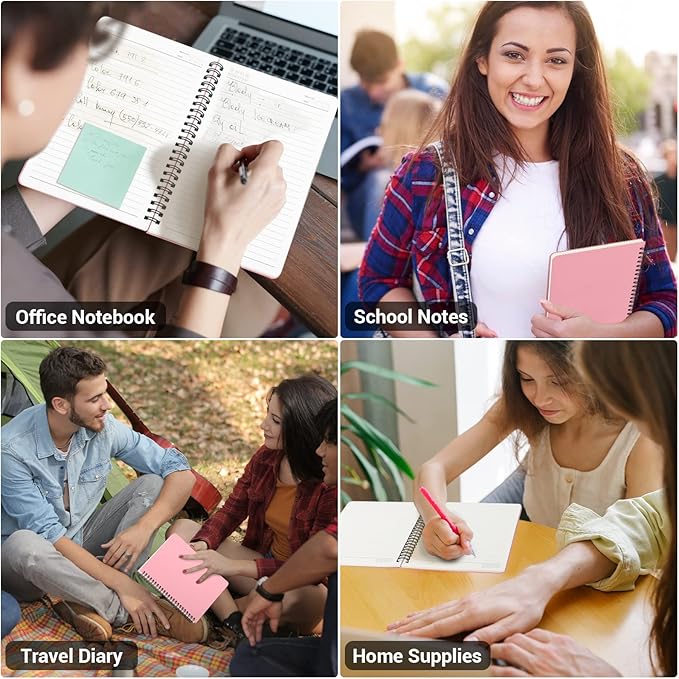 EUSOAR Spiral Notebook, 1 Pack 5.5" x 8.3" 160 Pages Pink A5 College Ruled Notebooks, Hardcover Lined Travel Writing Notebooks, Memo Notepad, Office Meeting Essentials Composition School Supplies