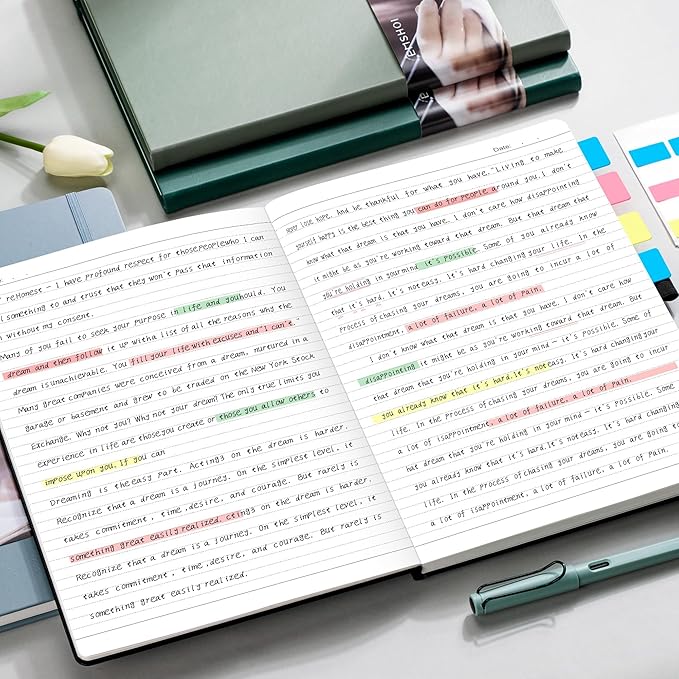 EMSHOI Lined Journal Notebook, 8.5" x 11" Hardcover Leather Journal for Women Men, 192 Pages 100 GSM Thick Paper A4 Large Journals for Writing, College Ruled Notebook for Work, Sticky Notes, Purple