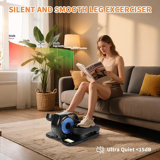 Under Desk Elliptical Machine, Electric Ellipse Leg Exerciser as Seen on TV for Seniors with 12 Speeds and 12 Modes, Portable Seated Pedal Trainer, Romote Elliptical Exerciser for Home Office