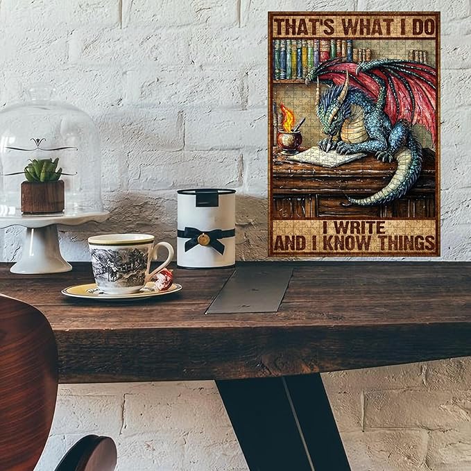1000 Piece Wooden Jigsaw Puzzle That's What I Do I Write and I Know Things for Adults & Kids Challenging Brain Teaser for Family Bonding Stress Relief Focus Trainer & Educational Toy 29.5x19.7 Inch