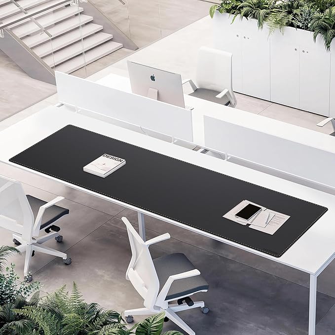 MAIDERN Leather Desk Mat, (5XL) 74.8” x 19.6” Reversible Large Desk Pad Mat, Cork & Leather Large Mouse pad for Desk, Waterproof Computer Desk Mat for Gaming Home Office (Black)