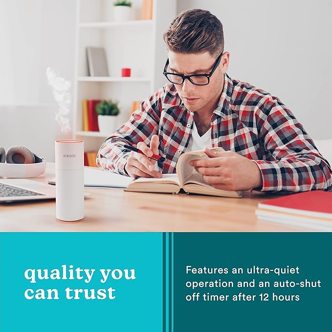 Homedics Portable Humidifier - Small Air Humidifiers for Bedroom, Plants, Office, Travel - Cool Mist Humidifiers, Color-Changing Accent Light, 2 Mist Settings, White