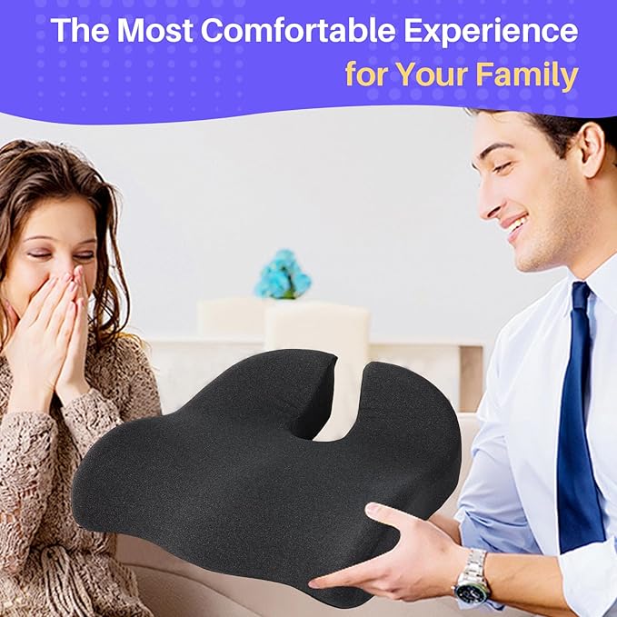 Seat Cushion for Office Chair, Large Thick Seat Cushion for Tailbone Pain Relief, Sciatica & Back Support, Memory Foam Office Chair Cushion for Long Sitting, Coccyx Cushion for Car, Wheelchair