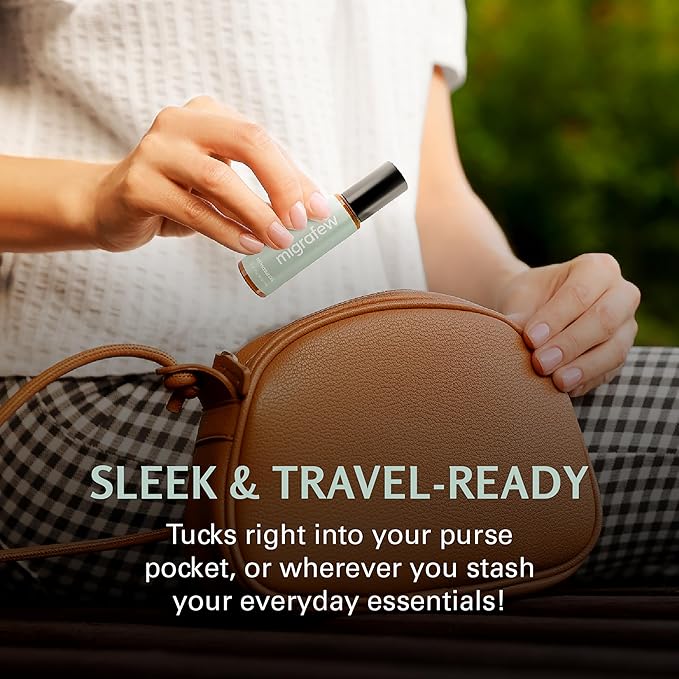 MigraFew Aromatherapy Migraine Roll On | Compact Headache Relief with Cooling Metal Roller for Head Tension and Pressure, Made with Peppermint, Spearmint and Lavender Essential Oils (0.33 FL oz) by M3