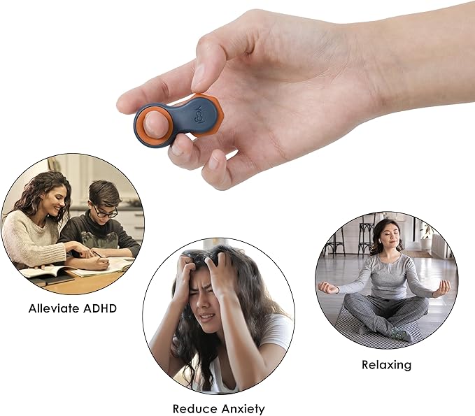 Yogi Fidget Toy – Silent Sensory Spinner for Adults & Kids – Stress Relief Fidgets for ADHD, Anxiety – Fidget Toys for Adults – Includes 5 Finger-Fit Rings – Work, School & Travel – 3-Pack