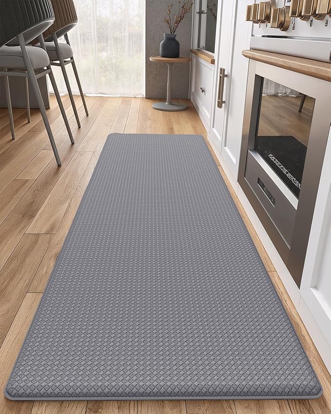 Color&Geometry Anti Fatigue Cushion Kitchen Mat for Floor -17"x59",Easy Clean, Water & Oil Proof, Anti Slip, Foam Rubber Runner Rug for Front Sink Comfort Standing,Grey