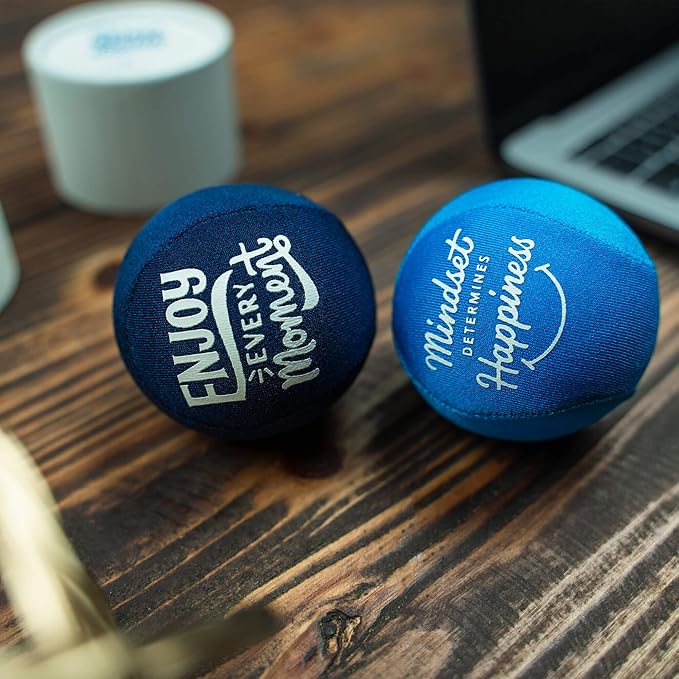 Candescent Stress Balls - Hand Therapy Relief for Anxiety, Fidget, Tension, Exercise Strengthener - Motivational Toys for Adults & Kids - Set of 2 (Crystal Blue, Ocean Blue)