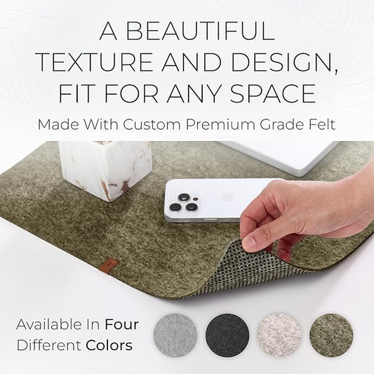 Nordik Large Felt Desk Mat – Timber Moss Green – 35 x 17 inch – Computer Desk Mat – Keyboard and Mouse Pad – Large Desktop Felt Pad