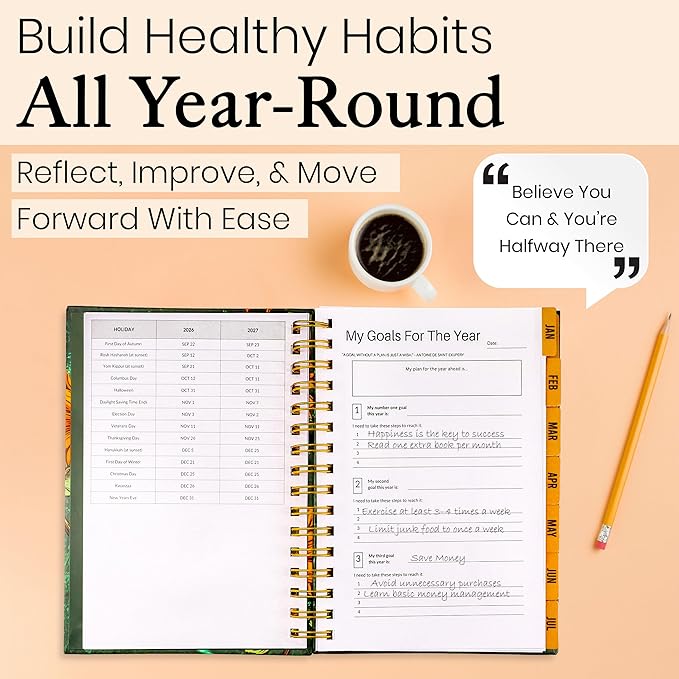 Agenda 2026-2027 Monthly Planner with Notes – JAN 2026- JAN 2027 Monthly Planner/Weekly Layout and Goal Setting Tabs for Students and Professionals, Soft Cover Organizer Notebook