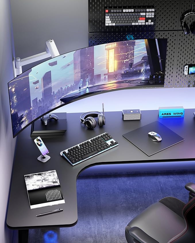 ARES WING Monitor Wall Mount for 24-57 Inch Ultrawide Gaming Screens, Premium Heavy Duty Monitor Arm Holds 60 lbs, Full Motion Gas Spring, Bearing Head for Easy Adjustment, 75/100 VESA Mount, White