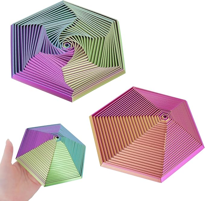 Fractal Fidget Hexagon, 3D Printed Hexagonal Toys,Hexagon Fidget Toy，Infinity Cube Fidget Toy 3D Printed Anxiety Toys for Stress Relief and Desk Fidgeting(5.75in)-(A+C)