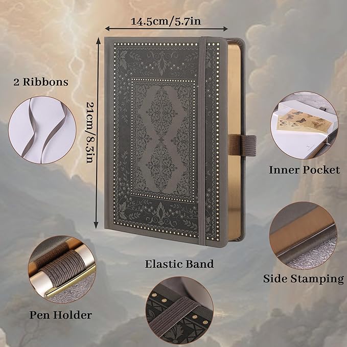 TIEFOSSI Bullet Dot Journals for Women Men, Dot Journals for Writing Women, 160gsm Thick Paper, 190 Numbered Pages, for Planner Organization